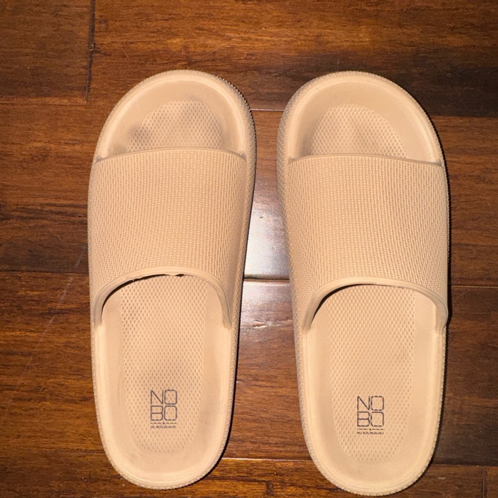 No Boundaries Beige Slide Sandals
